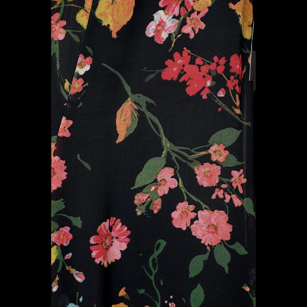 Lulus Blooming Love Black Floral Print Jumpsuit Ruffled Chiffon Women's Size S - Picture 5 of 11